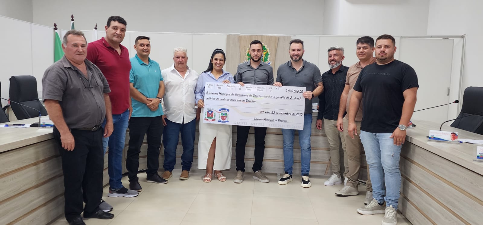 Legislativo devolve mais de R$ 2 milhões para os cofres da Prefeitura de Vitorino